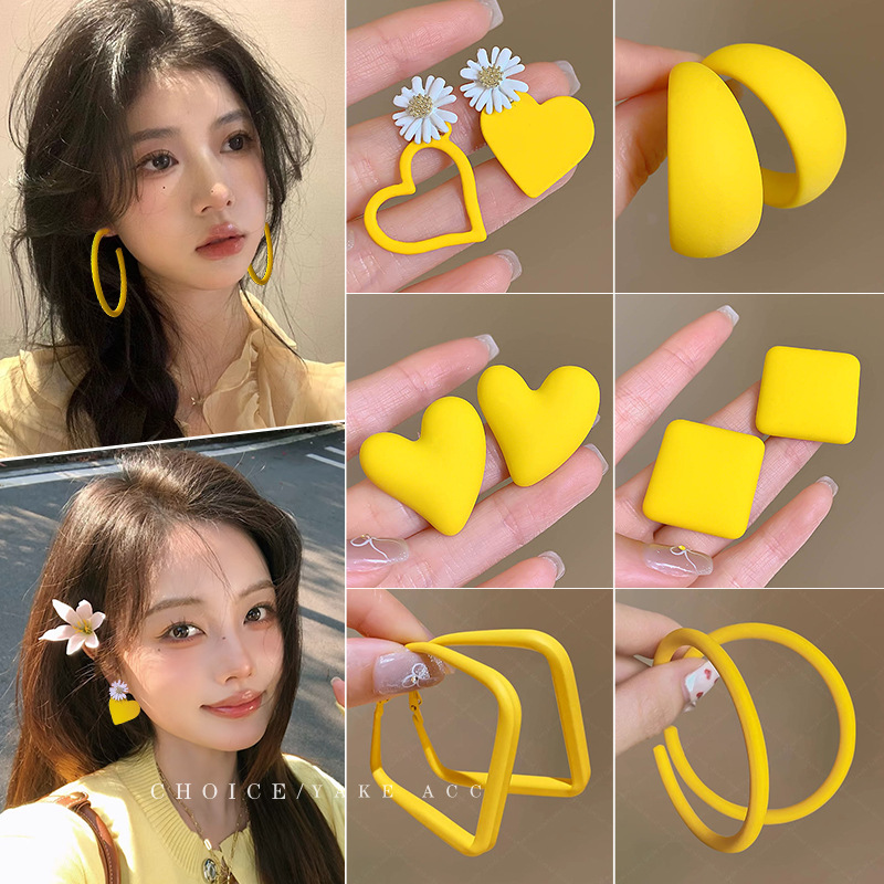 Dopamine Colorful flower beaded earrings for Women 2025 New Spring and Summer Atmosphere Sweet earrings, vacation-style earrings Specification drawing