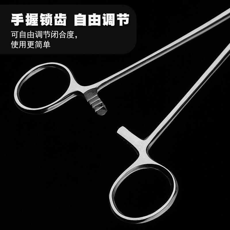 Medical hemostatic forceps, stainless steel high-hardness straight elbow head mosquito-shaped small three-speed snap surgical suture forceps for hair removal details Picture