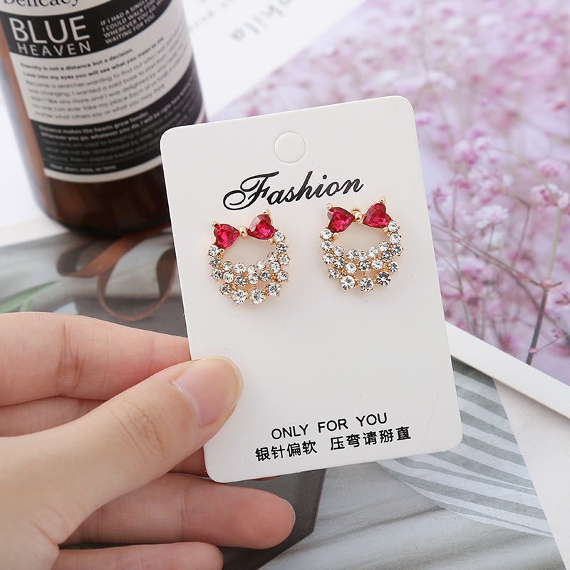 S925 Silver needle new diamond-encrusted bow stud earrings, trendy wholesale of versatile and stylish earrings and pendants details Picture