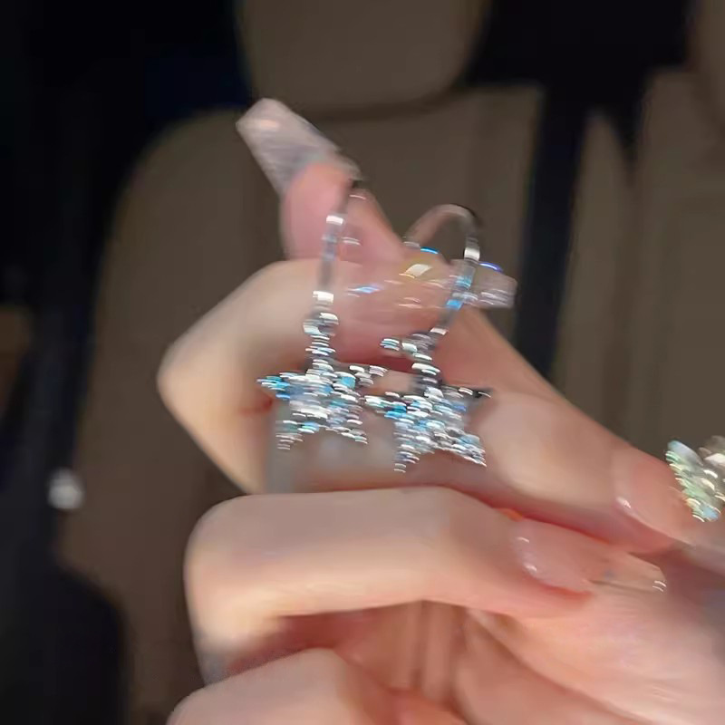 Sweet and cool girl personality star earrings, light luxury and niche stud earrings, high-end design sense for women, five-pointed star ear rings and earrings details Picture