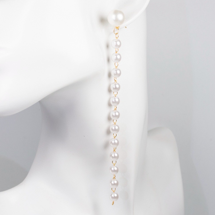 925 Silver Needle Long tassel pearl earrings, European and American exaggerated design pearl earrings, fashionable and individual earrings for women Application Scenario