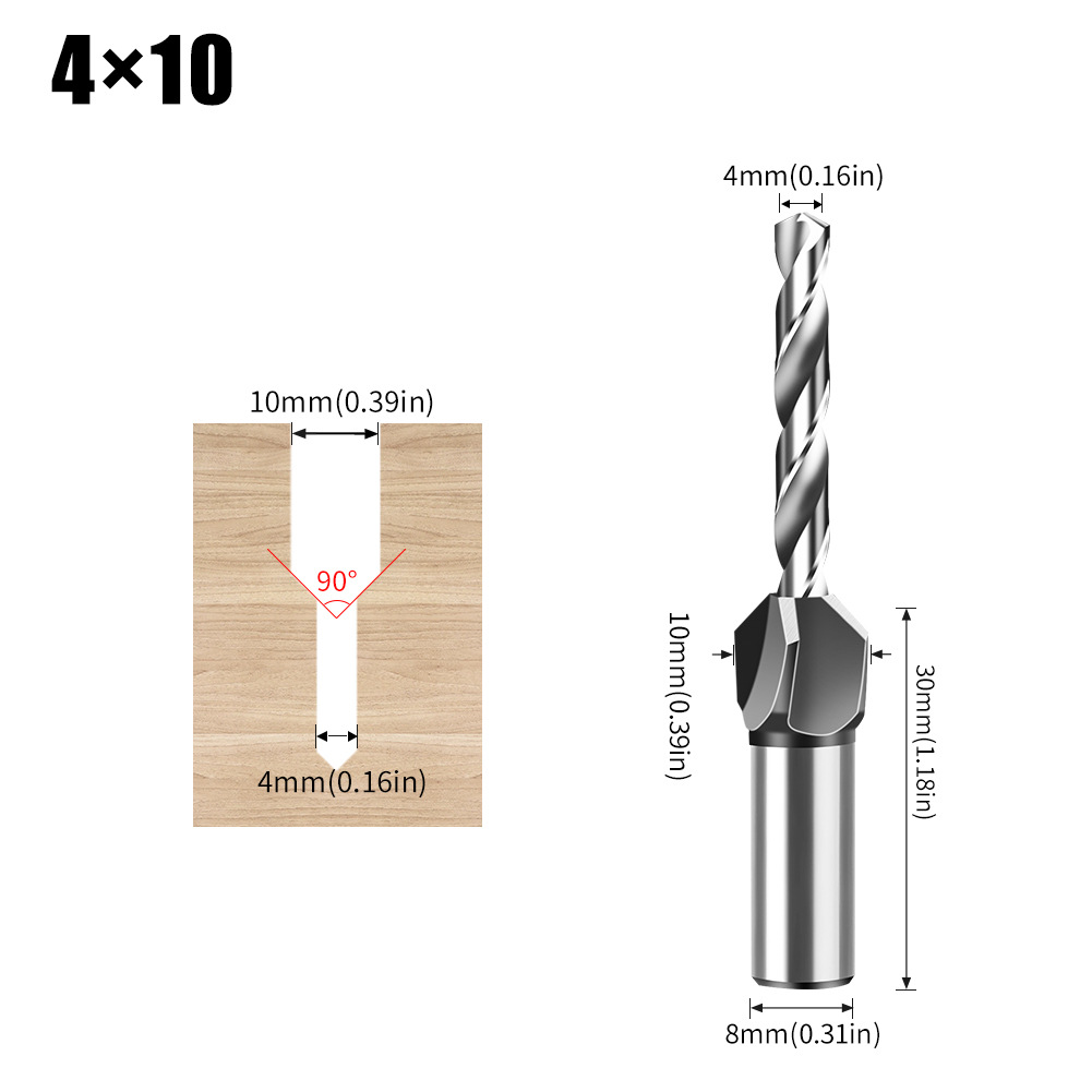 Woodworking limit four-edge counterbore drill, alloy head conical drill, adjustable depth step drill, hidden screw counterbore undefined