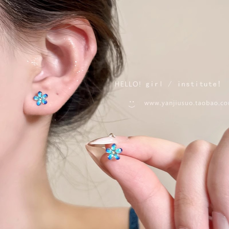 Gradient Summer ~ Colorful Dopamine flower Stud earrings for women, summer earrings, 2025 new style earrings Specification drawing