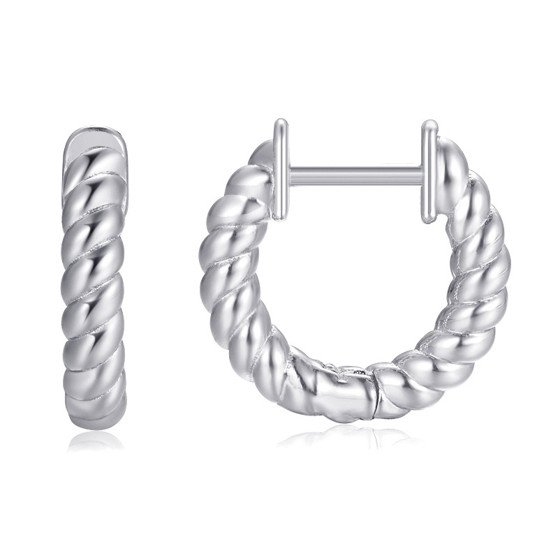 Cross-border best-selling earrings in Europe and America, twisted circle earrings, brass plated 18K, fashionable and high-end, simple ear buckles for women Item Picture