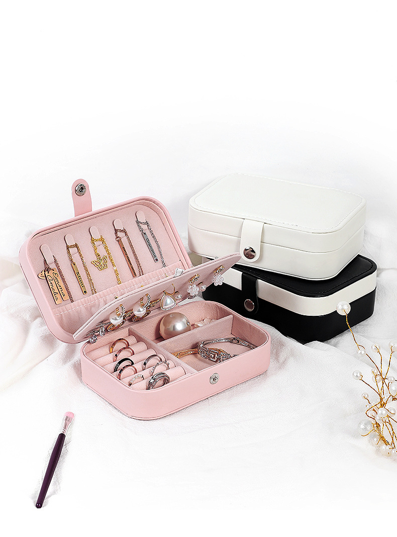 Portable and compact jewelry storage box, travel exquisite necklaces, earrings, large-capacity rings, anti-oxidation jewelry