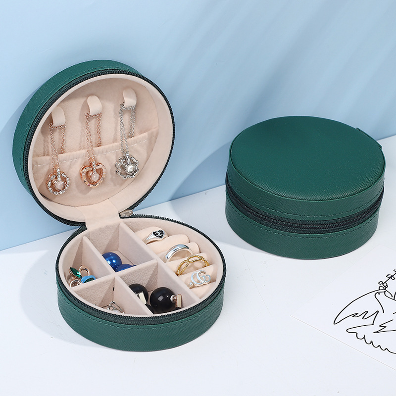 Round jewelry storage box, ring, earring, necklace portable storage box, jewelry storage detail image 3