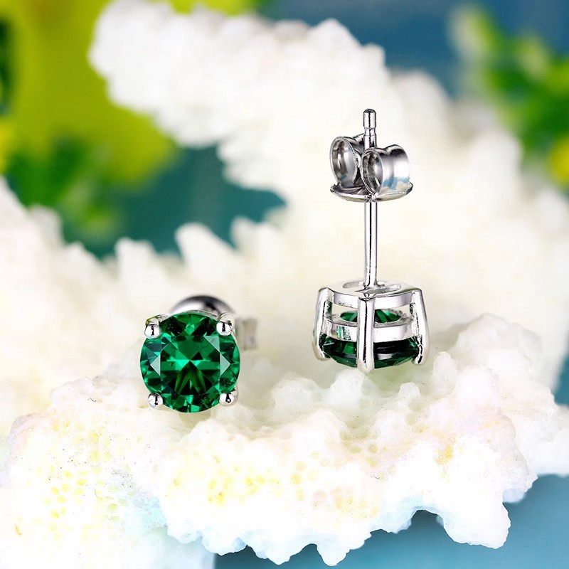 Exquisite and light luxury copper plated with real gold and set with zircon 925 silver needle round fashionable and elegant stud earrings, Xuhui brand Specification drawing