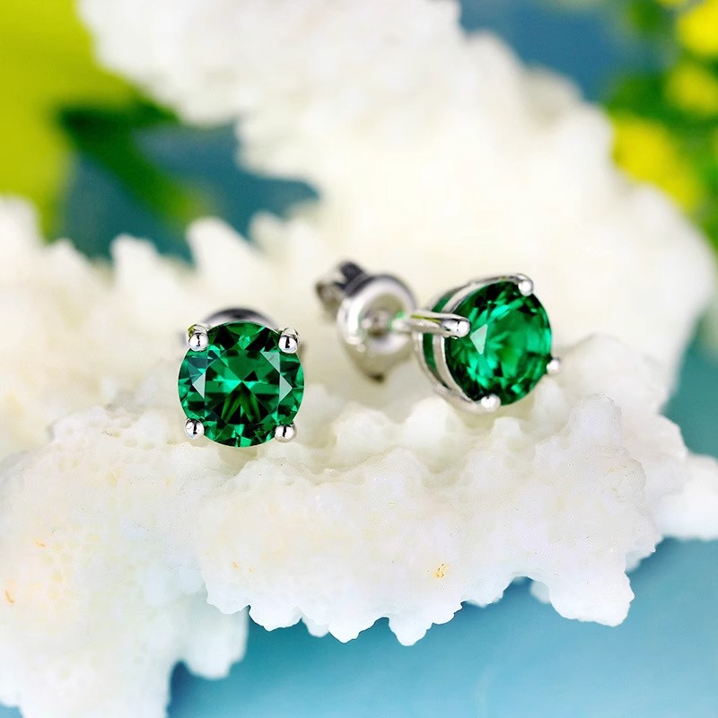 Exquisite and light luxury copper plated with real gold and set with zircon 925 silver needle round fashionable and elegant stud earrings, Xuhui brand details Picture