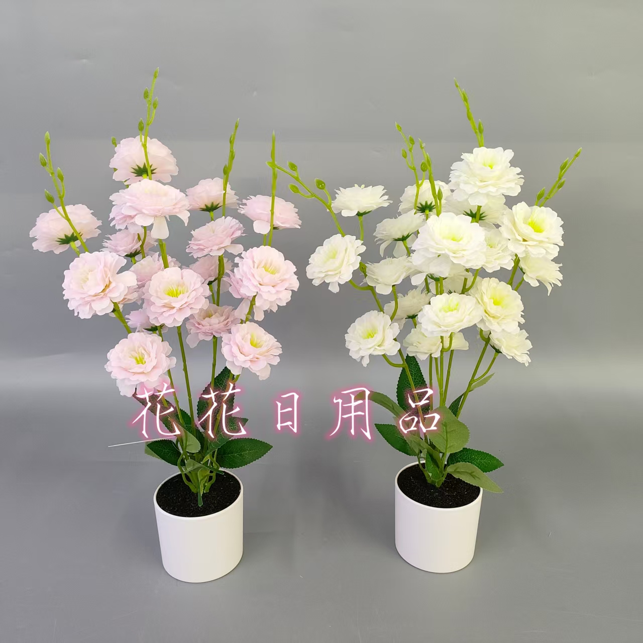 Artificial flowers, fake flowers, bonsai, plastic POTS, black POTS, small camellia decorative ornaments full figure