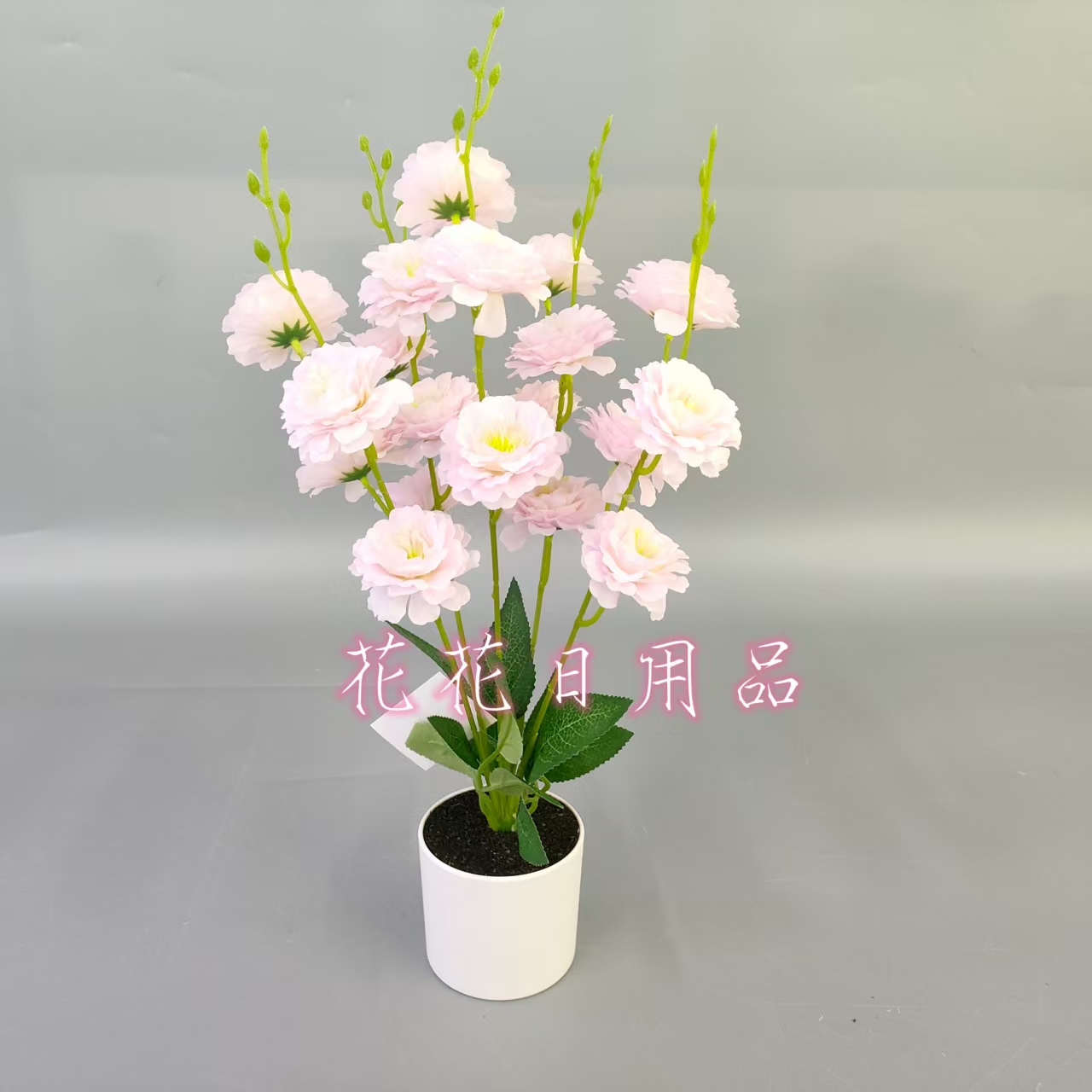 Artificial flowers, fake flowers, bonsai, plastic POTS, black POTS, small camellia decorative ornaments details Picture