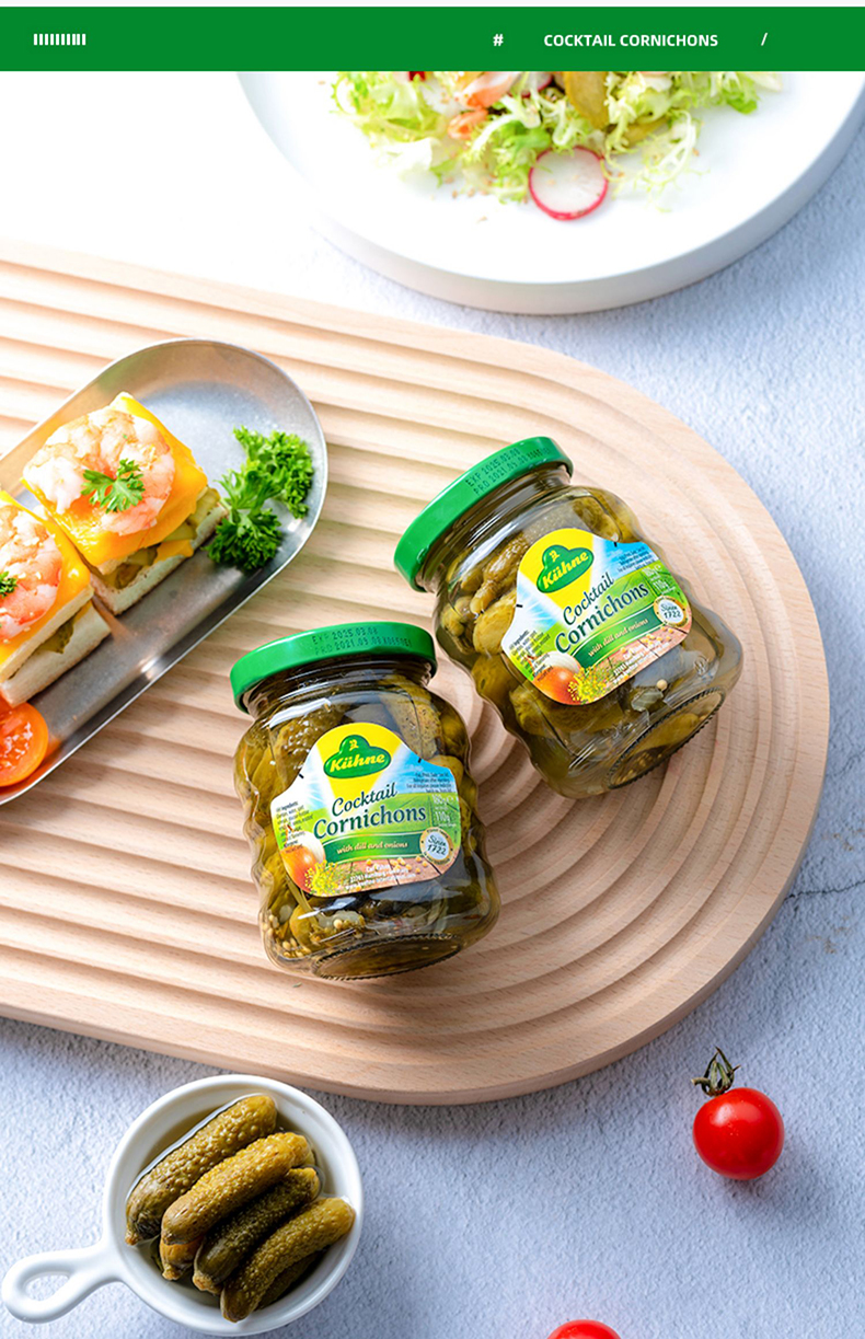 批发包邮！德国原装进口冠利鸡尾青瓜仔180g小菜罐头酸黄瓜调味品详情18