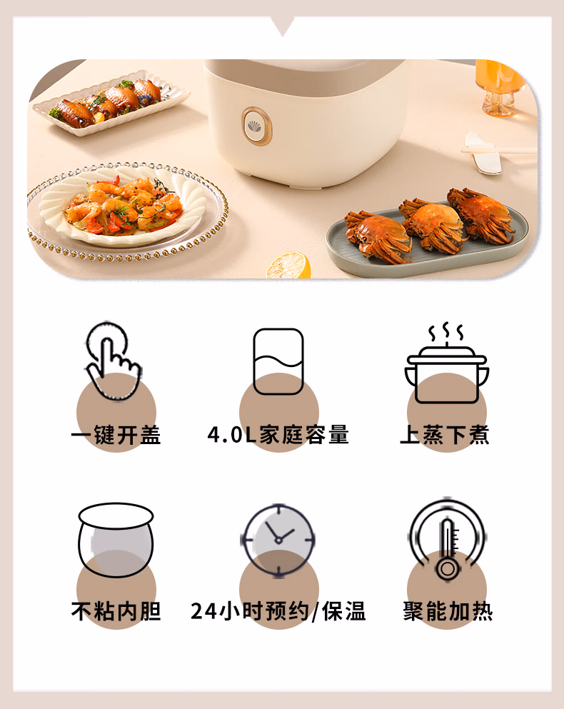 批发包邮！大宇DAEWOO智能电饭煲家用4L 多功能煮粥煲汤DYFB-424F详情3