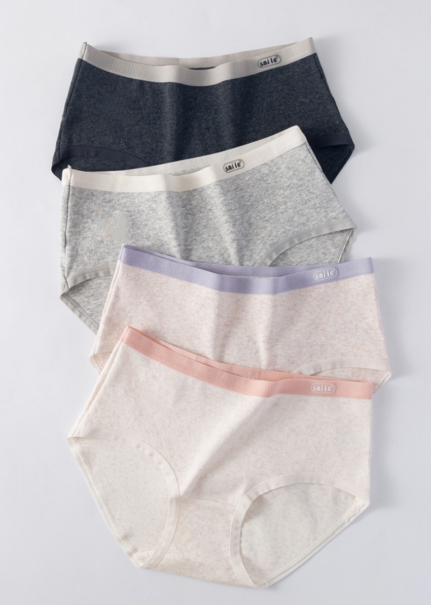 Cloud-like woven strap, seamless women's cotton mid-waist, comfortable and breathable cotton base, contrasting color jacquard breathable triangular underpants full figure