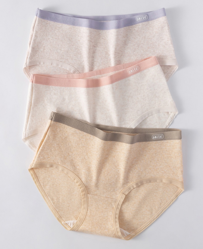 Cloud-like woven strap, seamless women's cotton mid-waist, comfortable and breathable cotton base, contrasting color jacquard breathable triangular underpants Specification drawing