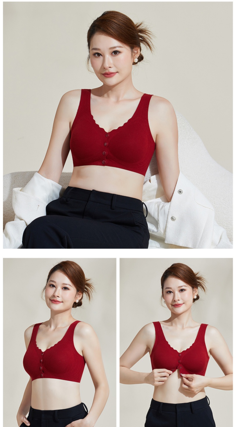 女士内衣女秋冬无钢圈文胸前开扣式背心式半固定睡眠内衣文胸详情18