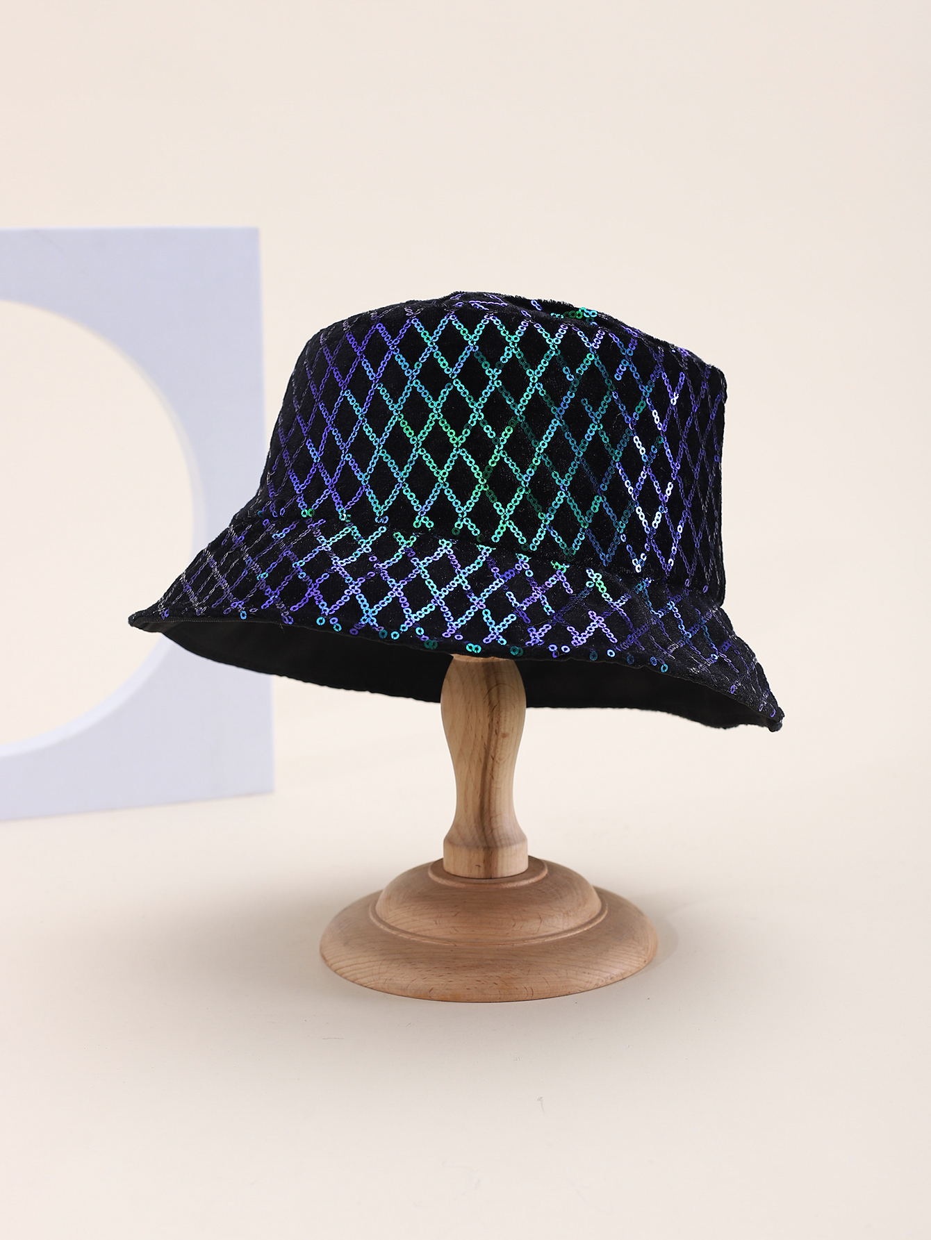 Spring and summer cross-border European and American bestsellers, diamond-shaped irregular sequined fisherman hats, fashionable and versatile, travel sun protection and sunshade foldable basin hats, export adult hats, all size 58CM details Picture