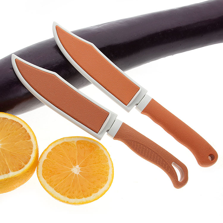 Two-person store department store yellow sleeve knife, stainless steel fruit knife, household travel portable knife with sleeve, small knife for cutting fruits and peeling details Picture