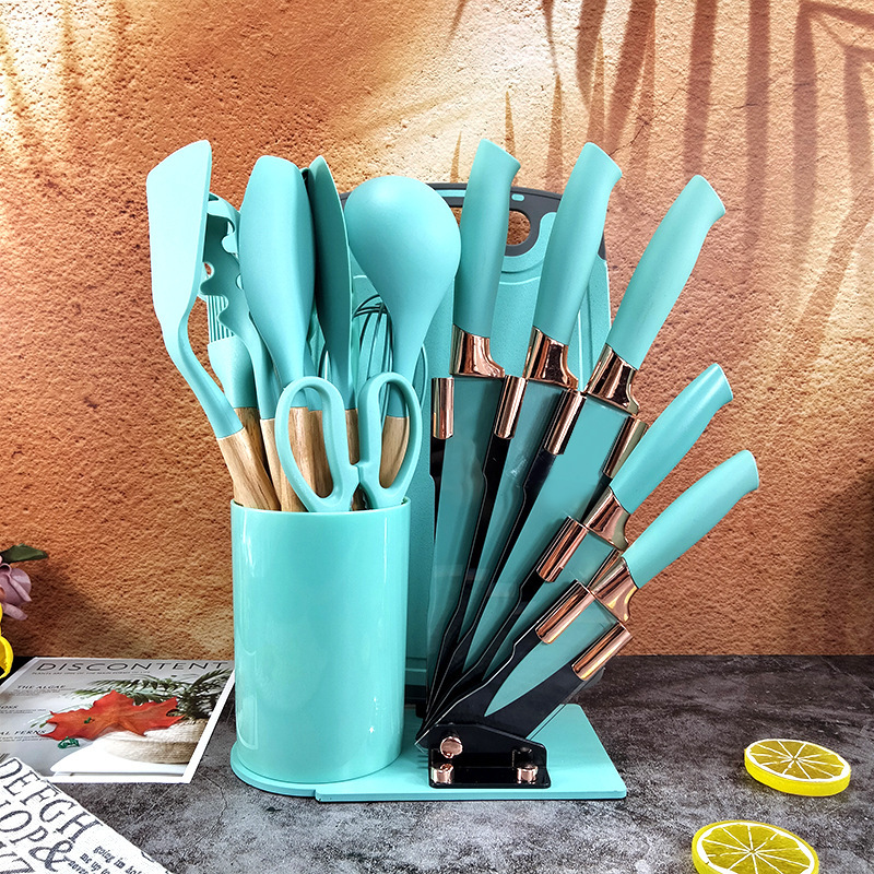 Hot-selling 20-piece set of silicone kitchenware, kitchen knives, non-stick pan spatulas, soup spoons, cooking tools, cross-border supply details Picture