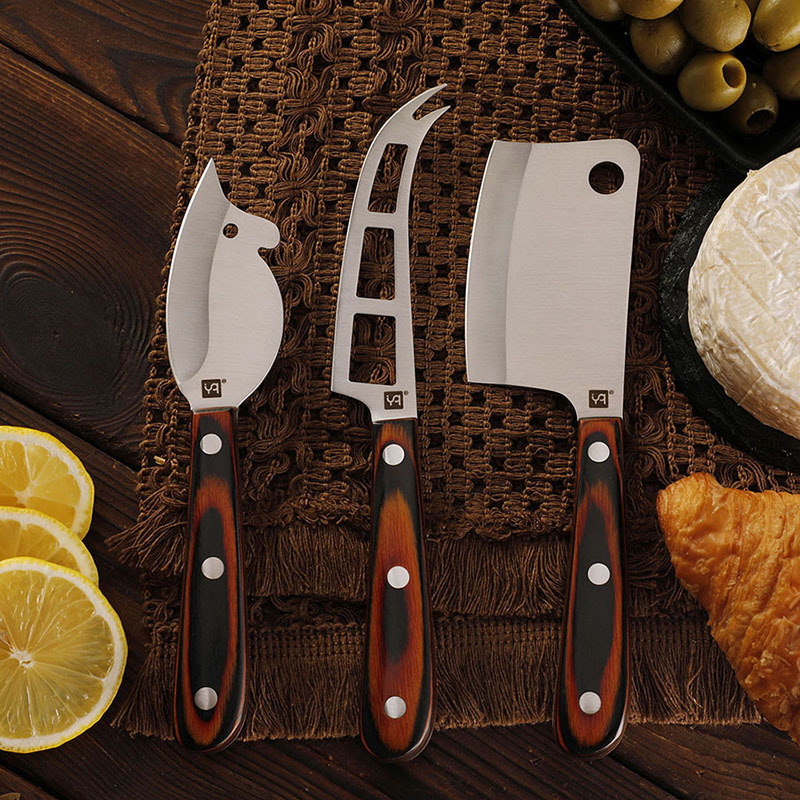 New cross-border color wooden handle cheese and cheese knife, Western cuisine knife, stainless steel fruit knife, hand-held meat knife, small kitchen knife Specification drawing