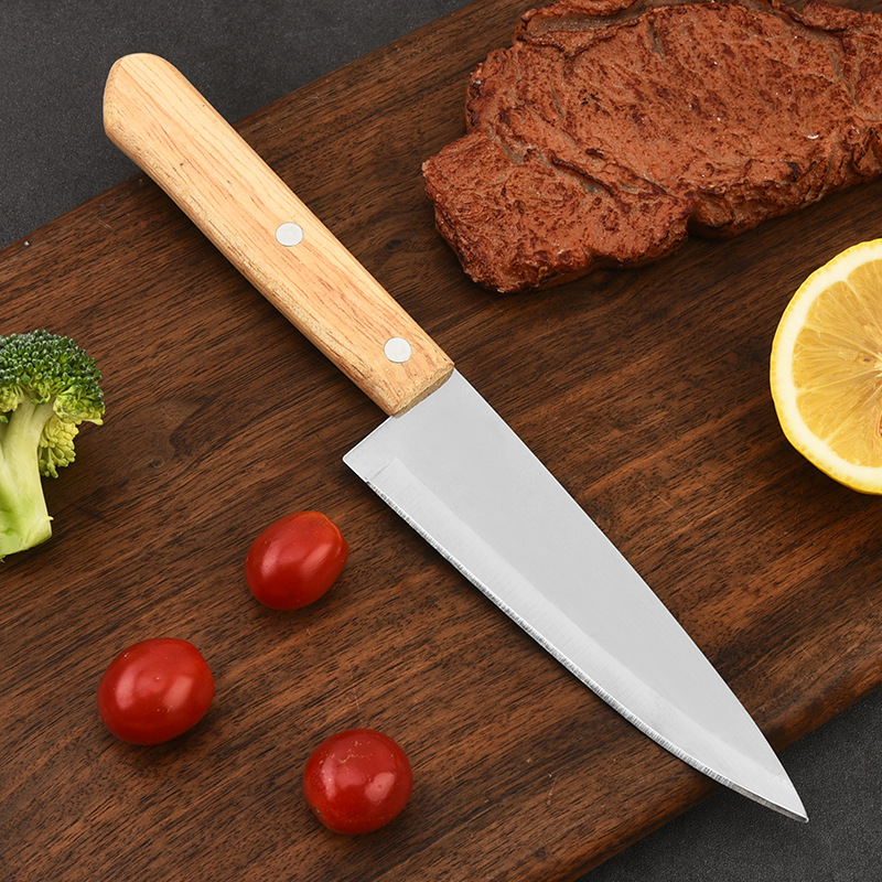 Oak steak knife, serrated knife, meat cutting restaurant, sharp Western-style main course knife, barbecue meat cutting knife Specification drawing