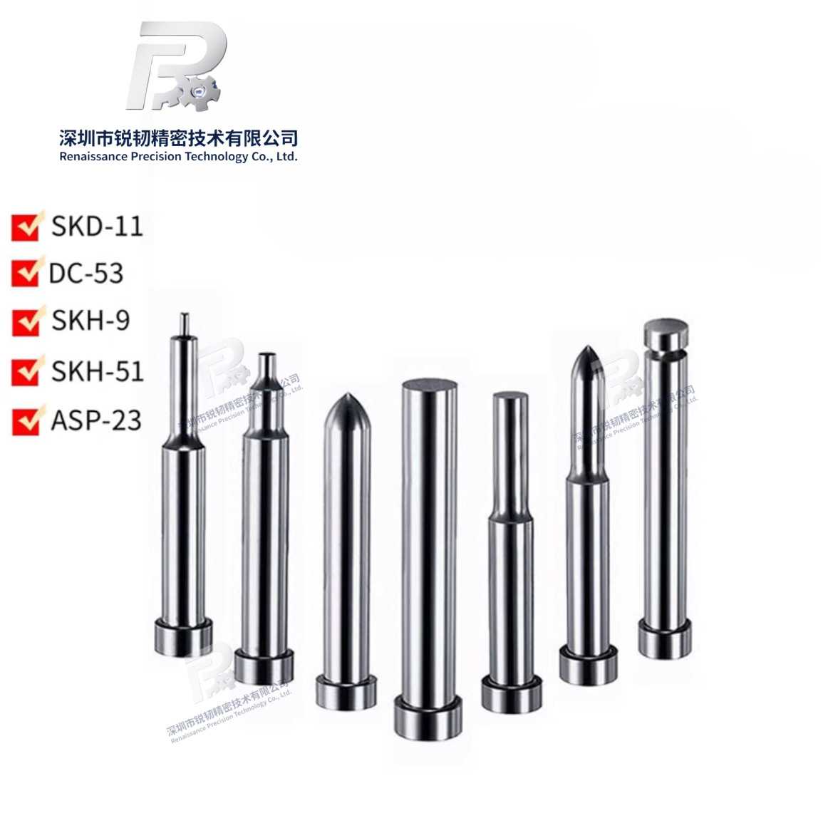 The skd61 punch pin is wear-resistant and durable, with a precision of φ1.0-20.0mm. It is a metal stamping die punch pin and ejector pin Specification drawing