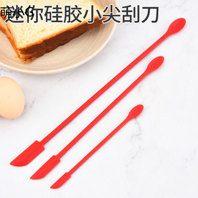 Food-grade mini silicone scraper three-piece set, two-in-one double-head scraper, scraper spoon, cosmetic jam bottle scraper Item Picture