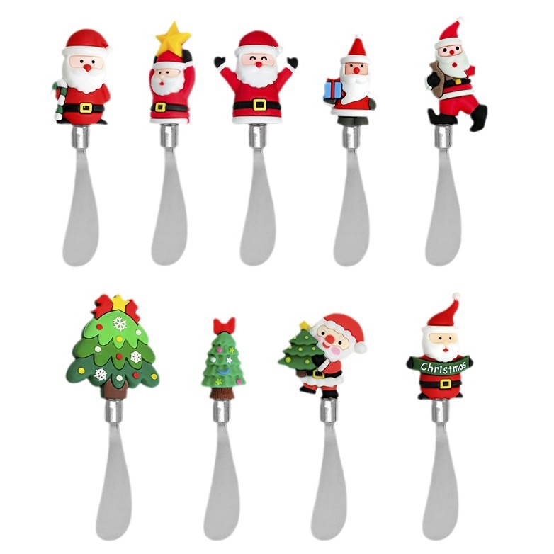 Cross-border wholesale of Christmas cream knives, Christmas tree cheese spatulas, Santa Claus butter knives and multi-functional tableware Item Picture