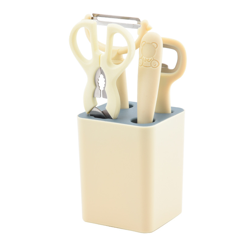 Wholesale kitchen small tools 5-piece set, fruit knife, peeler, bottle opener with storage seat combination tool set Application Scenario