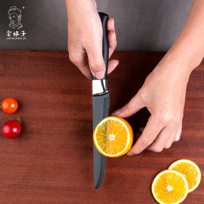 Yangjiang household sharp steak knife, spray-painted kitchen lightweight fruit knife, outdoor portable barbecue steak knife Specification drawing