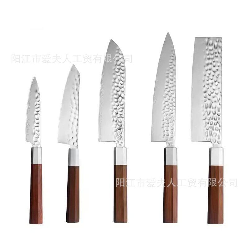 Cross-border best-selling professional Japanese Sanhe steel 7-inch small kitchen knives, Santoku knives, chef knives, kitchen knives, and Western food knife sets Item Picture
