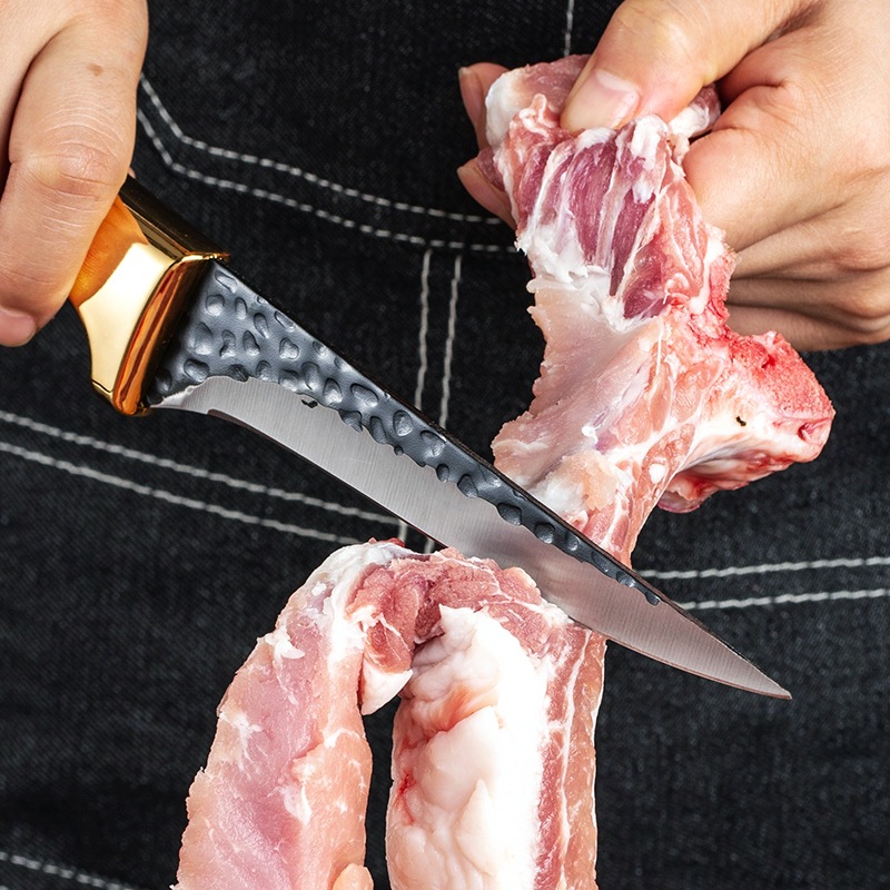 Forged boning knife, slaughtering knife, pig cutting knife, small kitchen knife, sharp knife, stainless steel meat cutting knife, sharp handle meat knife Specification drawing