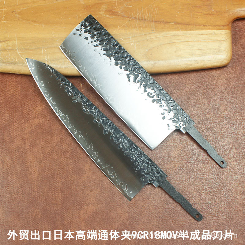 A semi-finished product of 9CR18MOV steel knife blank with high hardness, hand-forged by a master craftsman for cutting small vegetables and Japanese beef knives full figure
