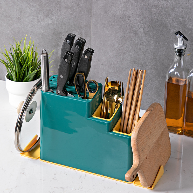 Knife rack, chopstick cage, storage rack, multi-functional countertop, knife seat, kitchen household chopping board rack, knife integrated storage rack details Picture