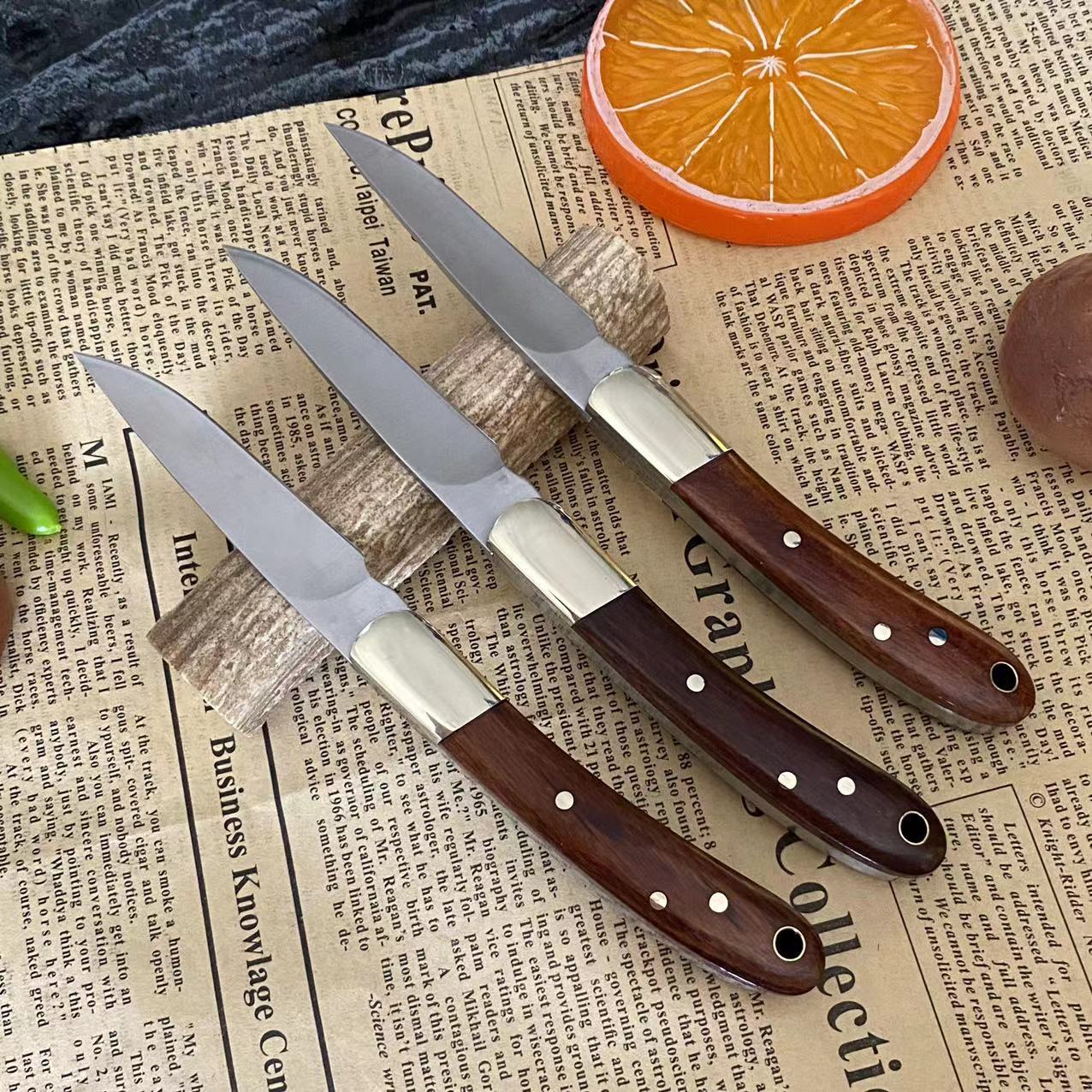 Outdoor folding knife, handcrafted knife, fruit knife, small knife, knife, brass rosewood handle, stainless steel household folding knife Specification drawing