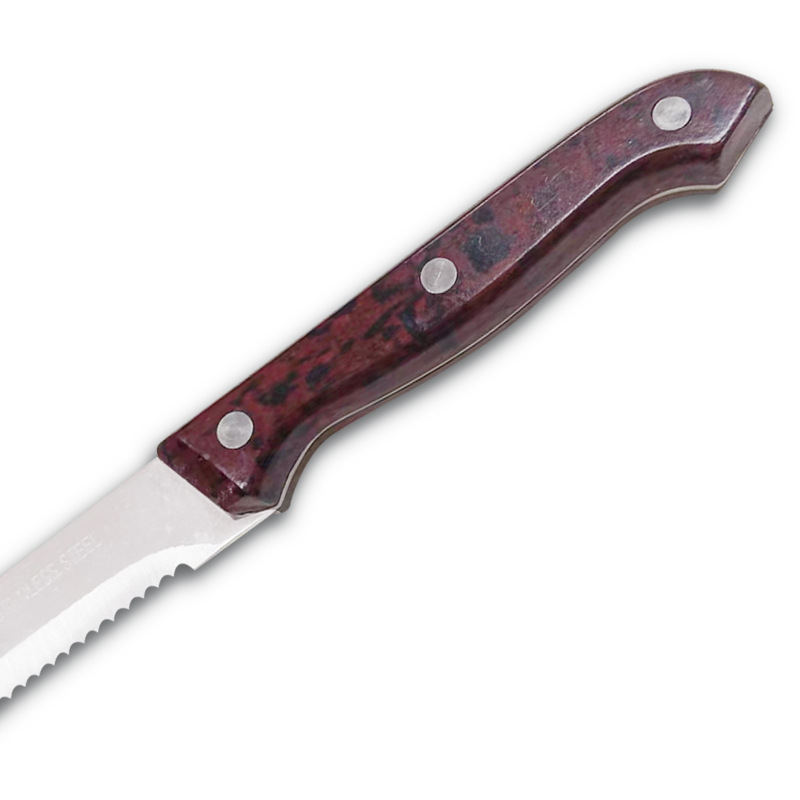 Wholesale of in-stock steak knives with electric wood handles and stainless steel sharp knives for cutting meat, steak, fruits and vegetables Application Scenario