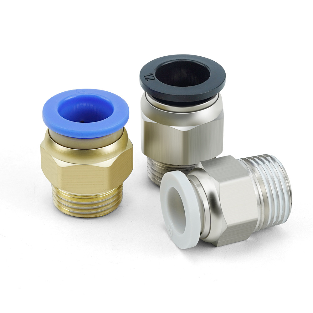 Copper hose, blue air pipe, pneumatic quick connector 6-01, straight-through, white nickel-plated PC8-02, black quick connector Item Picture