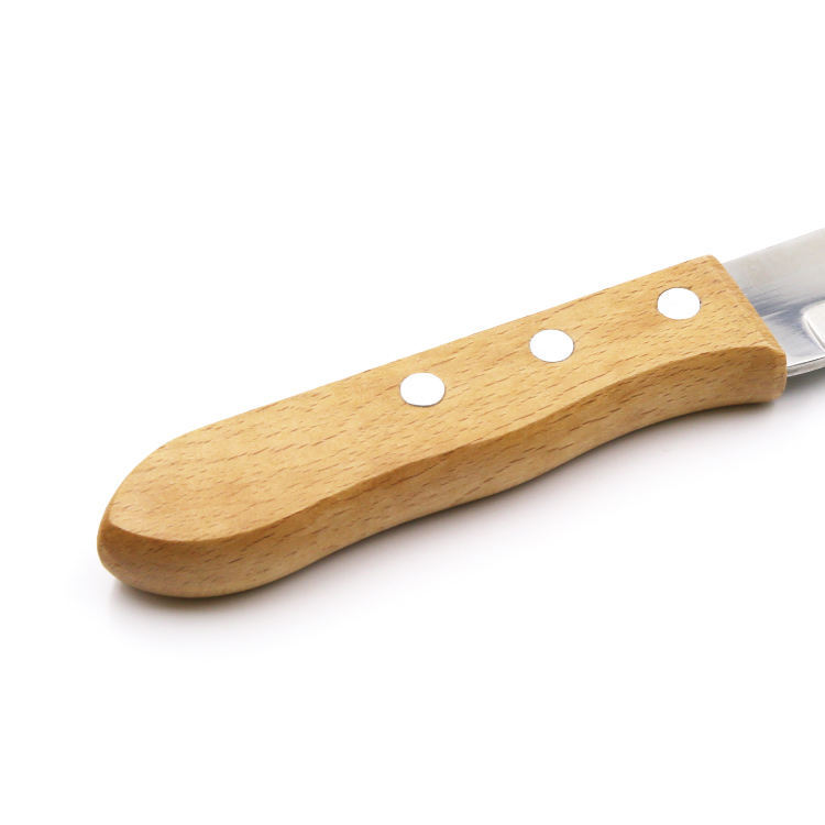 Factory pine wood handle half-sharpened half-serrated steak knife, steak table knife, Western cuisine knife tableware Application Scenario
