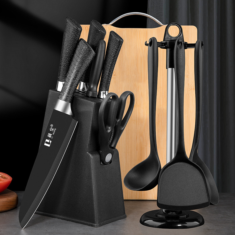 Kitchen knife set, cutting board and knife two-in-one, household slicing knife, cutting board, complete kitchenware, fruit knife combination full figure