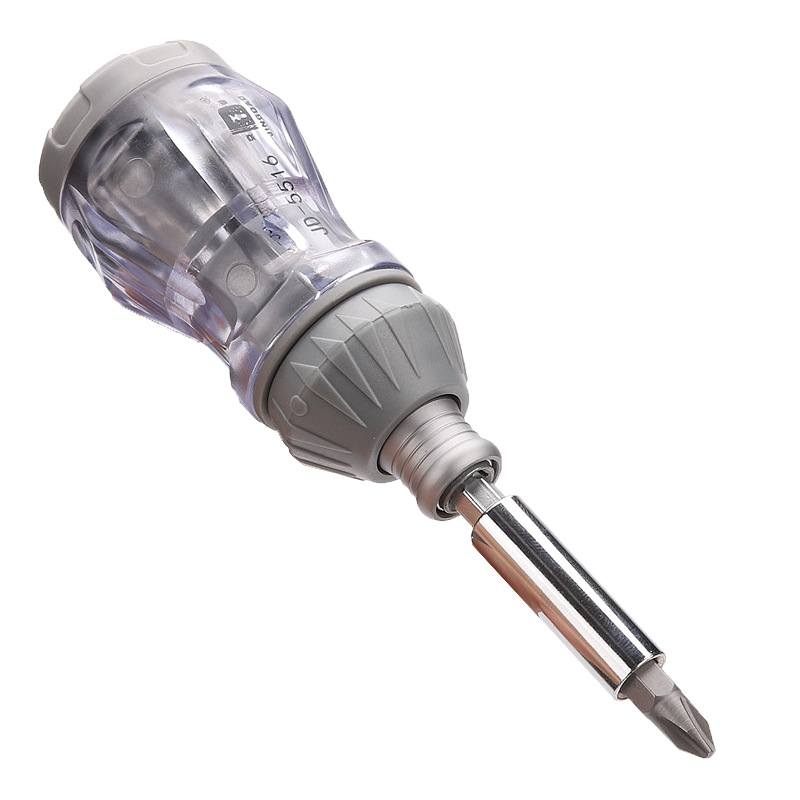 Jingdao Tools ratchet Screwdriver and telescopic Screwdriver JD-5516 for household use, equipped with 6 built-in bits in a 6-in-one set Item Picture