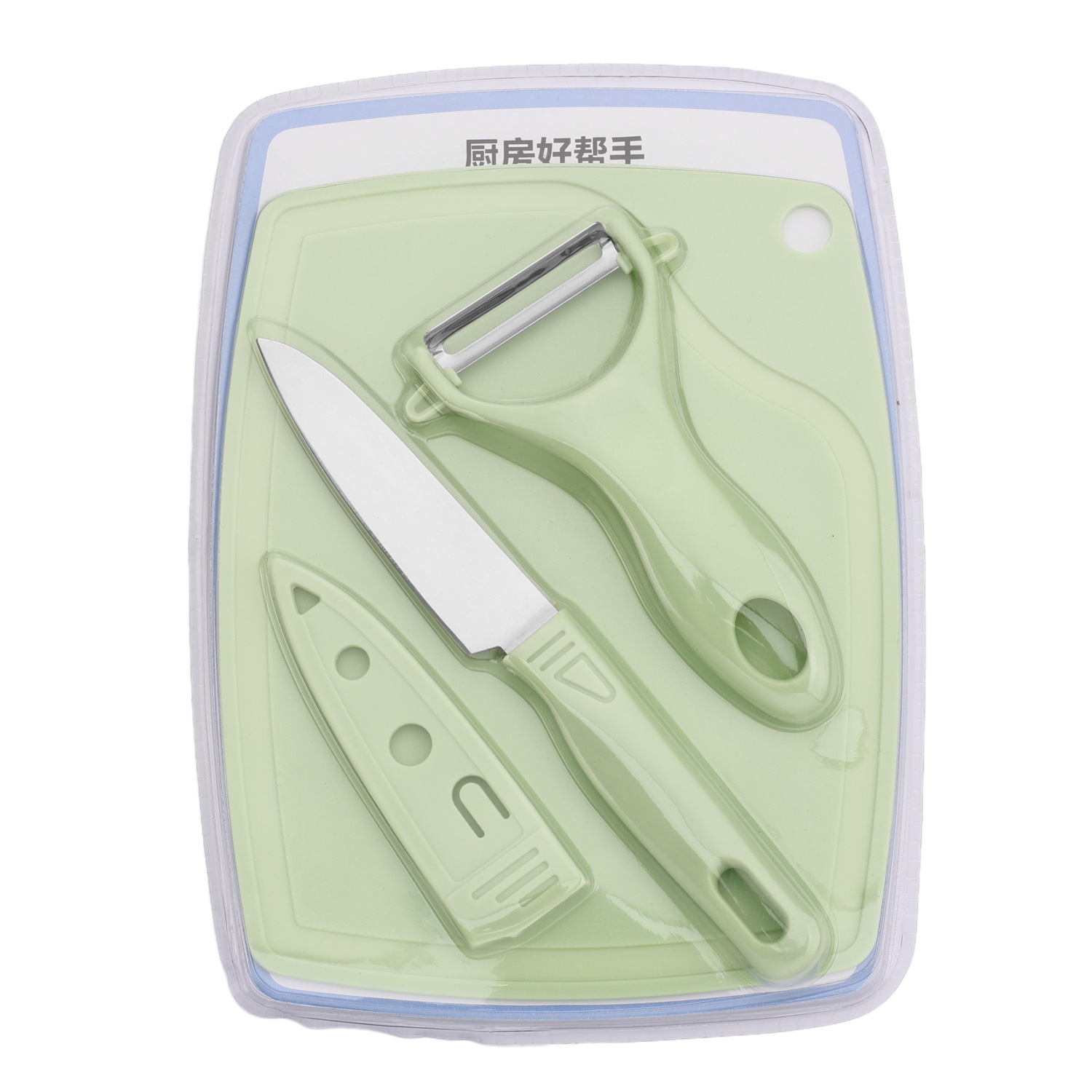 Portable three-piece fruit-cutting set for dormitories, a combination of baby food knives and stainless steel fruit knives Specification drawing