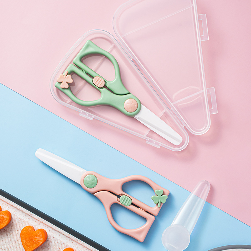 Baby food scissors, portable storage for babies, takeout children's food, ceramic small scissors, eating scissors, meat cutting tools full figure