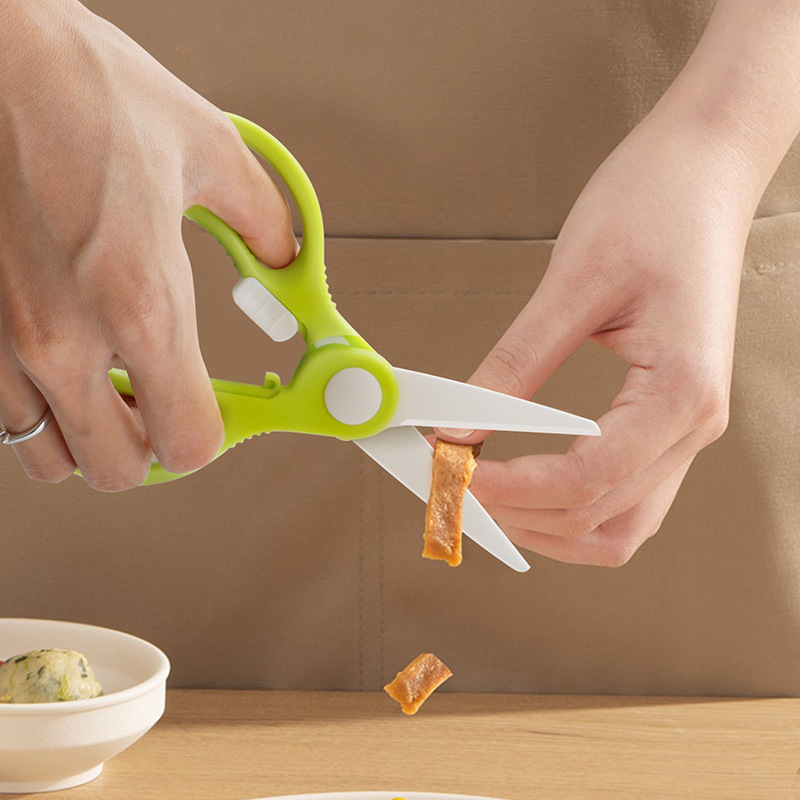 Ceramic scissors, baby food scissors, household infant and children's food scissors, small cuts, vegetables, meat, noodles, kitchen baby food tools Specification drawing
