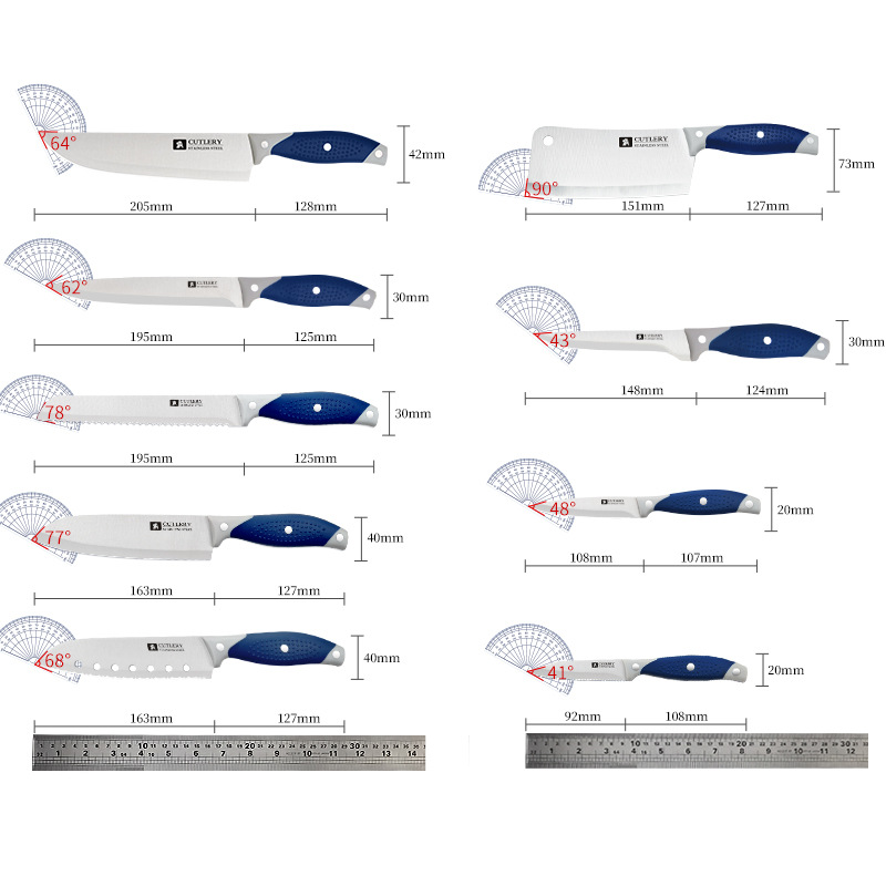 A brand kitchen knives, stainless steel slicing knives, multi-purpose knives, chef knives and fruit knives from Yangjiang manufacturer are in stock details Picture