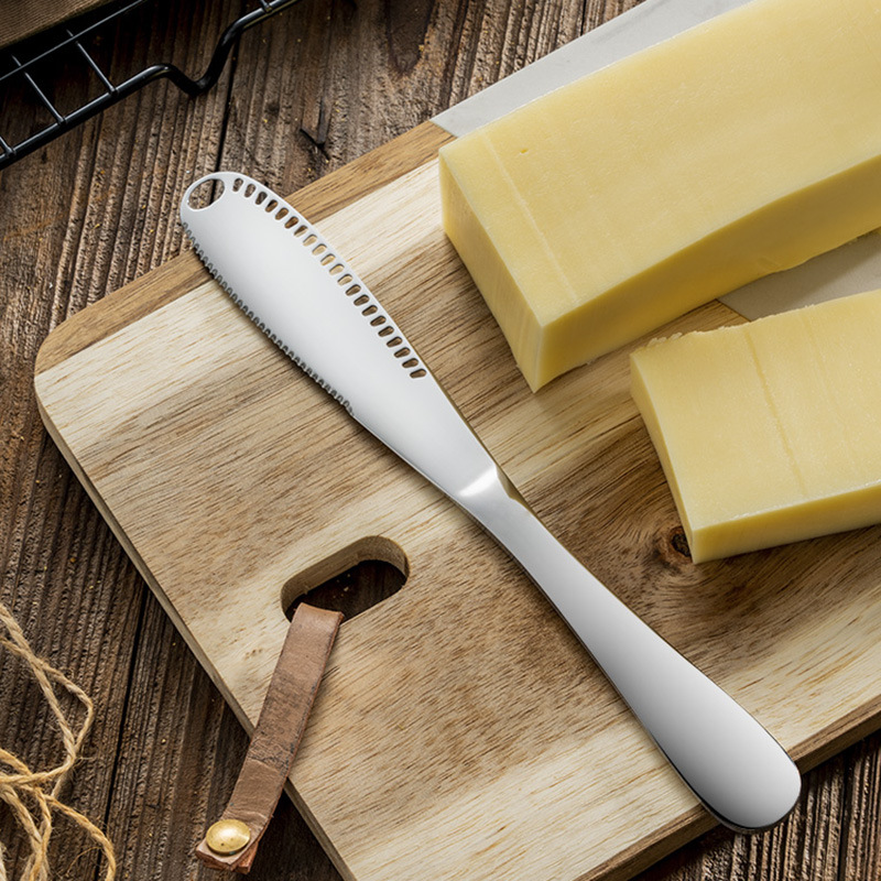 Cross-border stainless steel butter knife, multi-purpose Western bread and jam knife, Amazon household cheese knife LOGO design full figure