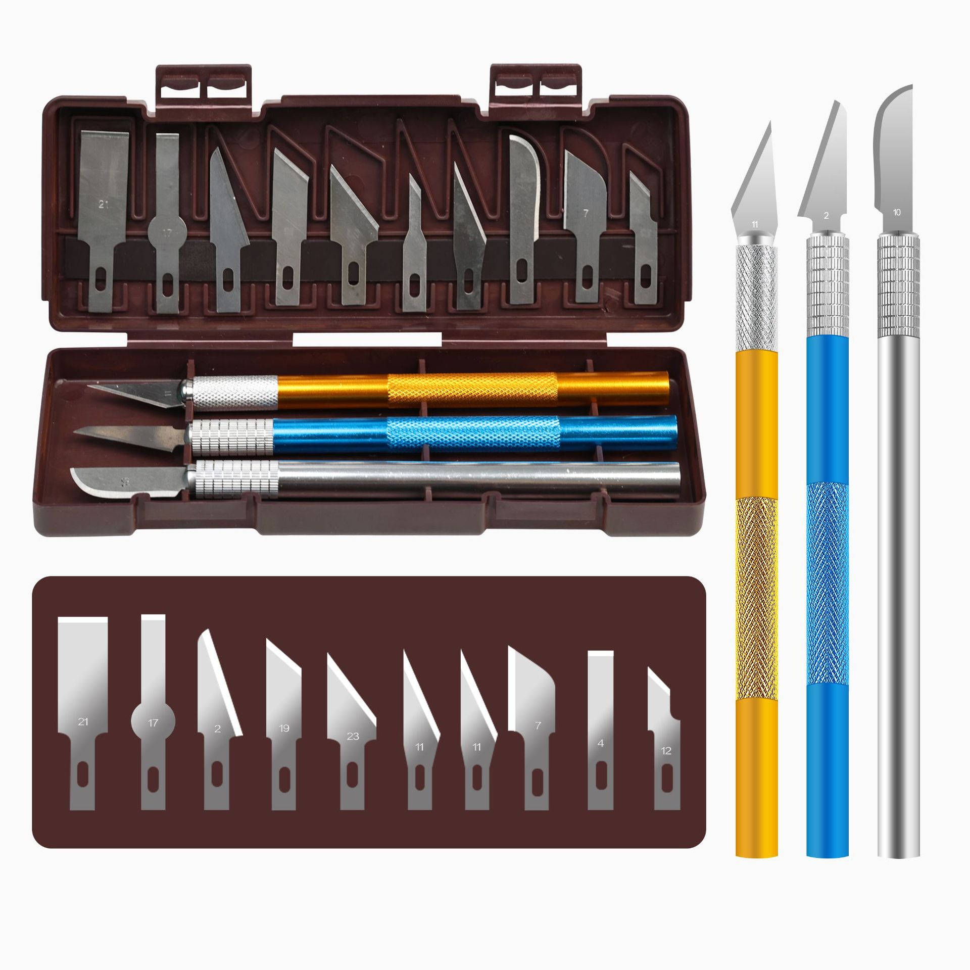 Wholesale engraving knife sets, student planner art knives, metal pen knives, paper-cutting cutting knives, engraving knives, and creation handmade knives Item Picture
