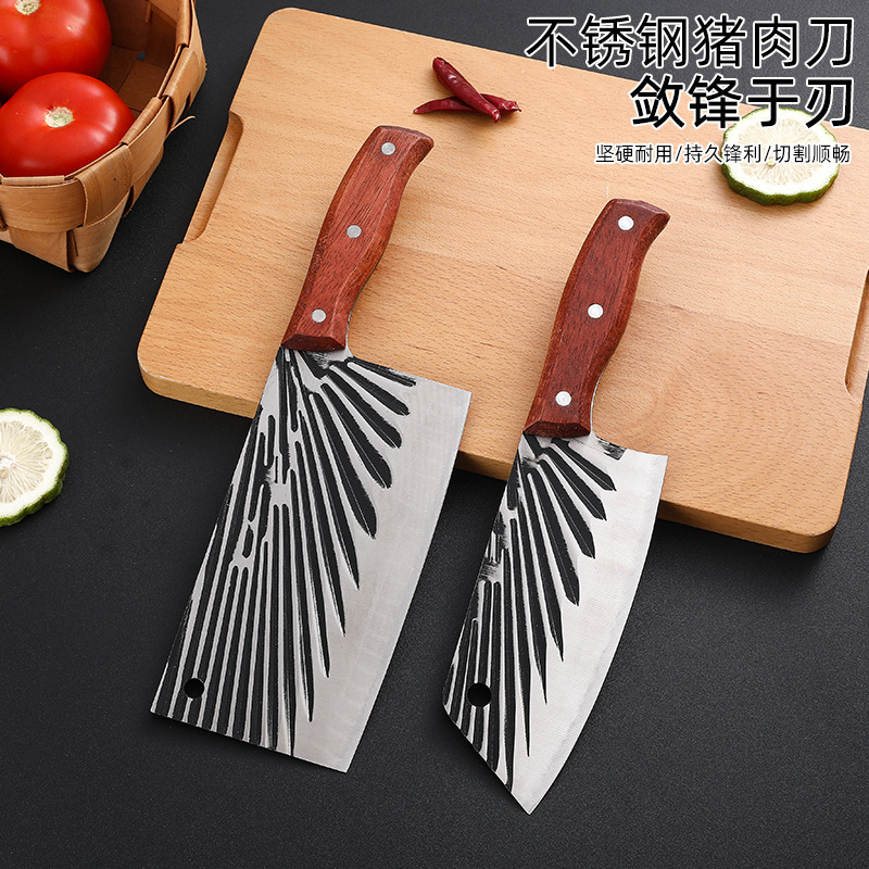 Yangjiang stainless steel sharp kitchen knives, bone-cutting knives, street stall knives, traveling knives, household diagonal slicing knives for chefs full figure