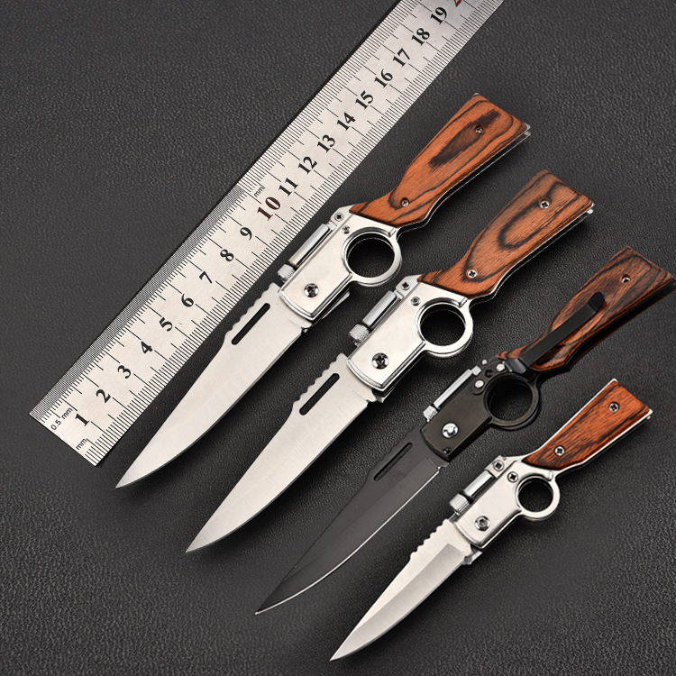 Factory direct sales of outdoor folding knives with lights, AK47 stainless steel multi-functional small folding knives, stainless steel outdoor knives full figure