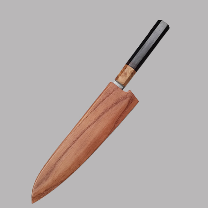 wooden saya knife sheath Japanese chef knife, cowhide knife, willow blade, exit knife, Santoku knife, wooden knife sheath details Picture