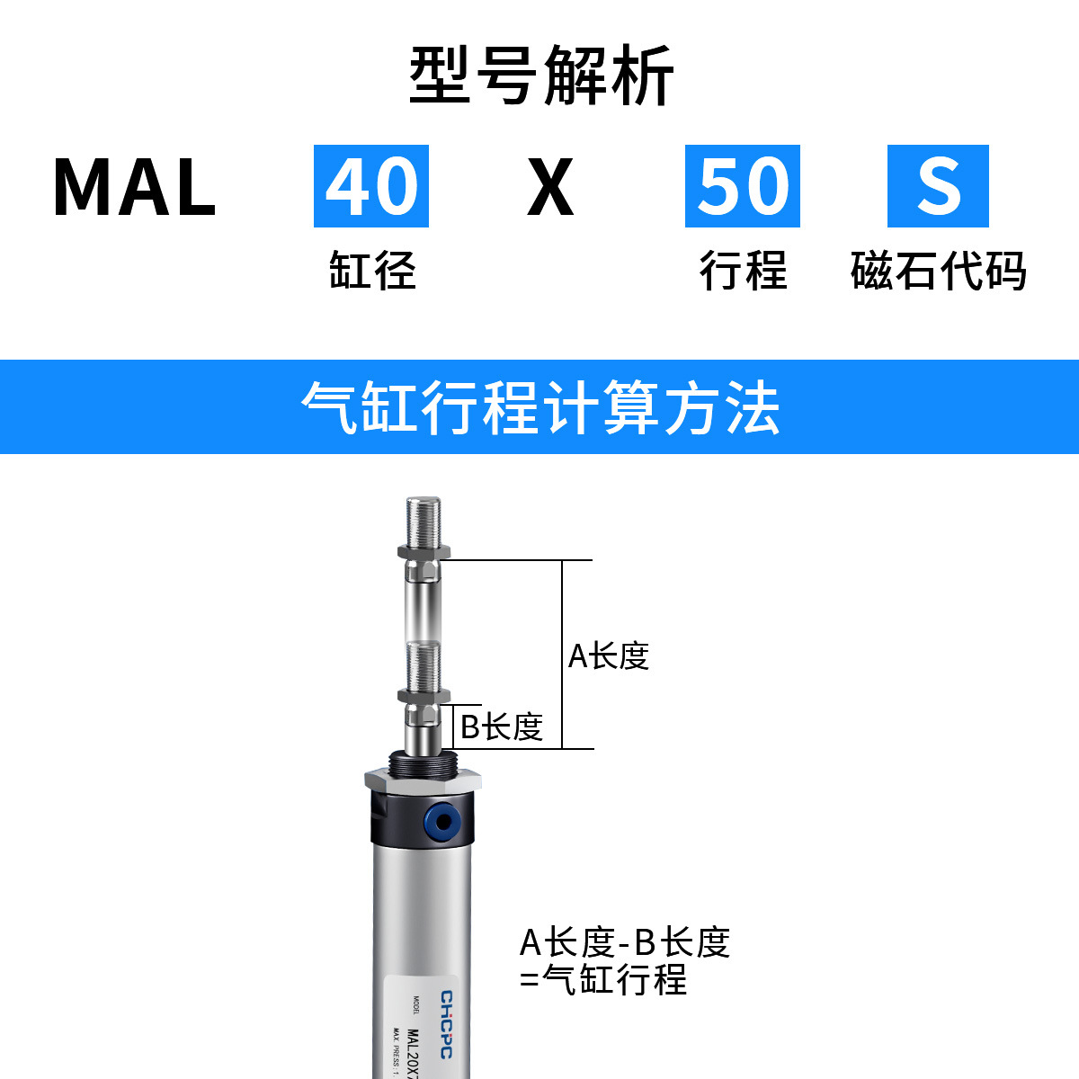 MAL mini cylinder aluminum alloy round small pneumatic / 25/32/40 x25x50x75x100x200 16/20 Application Scenario