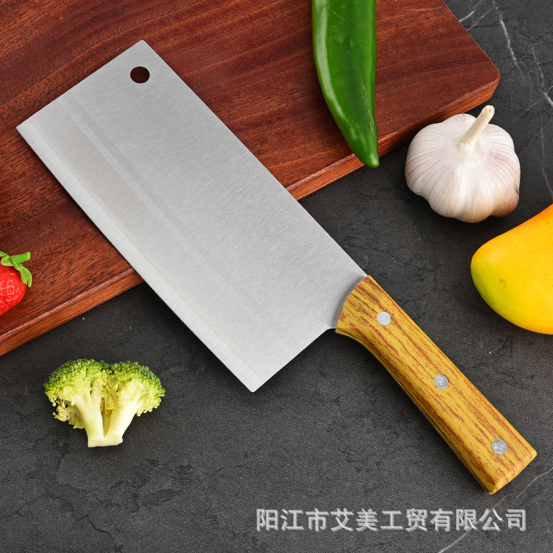 Yangjiang kitchen knife, household stainless steel covered handle bone-cutting knife, sharp kitchen slicing and meat cutting knife, chef's kitchen knife details Picture